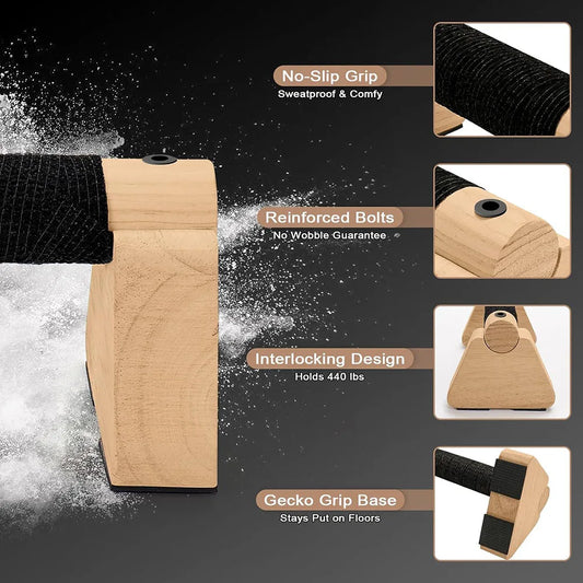 1 par de barras de flexiones de madera para entrenamiento en casa, barras paralelas