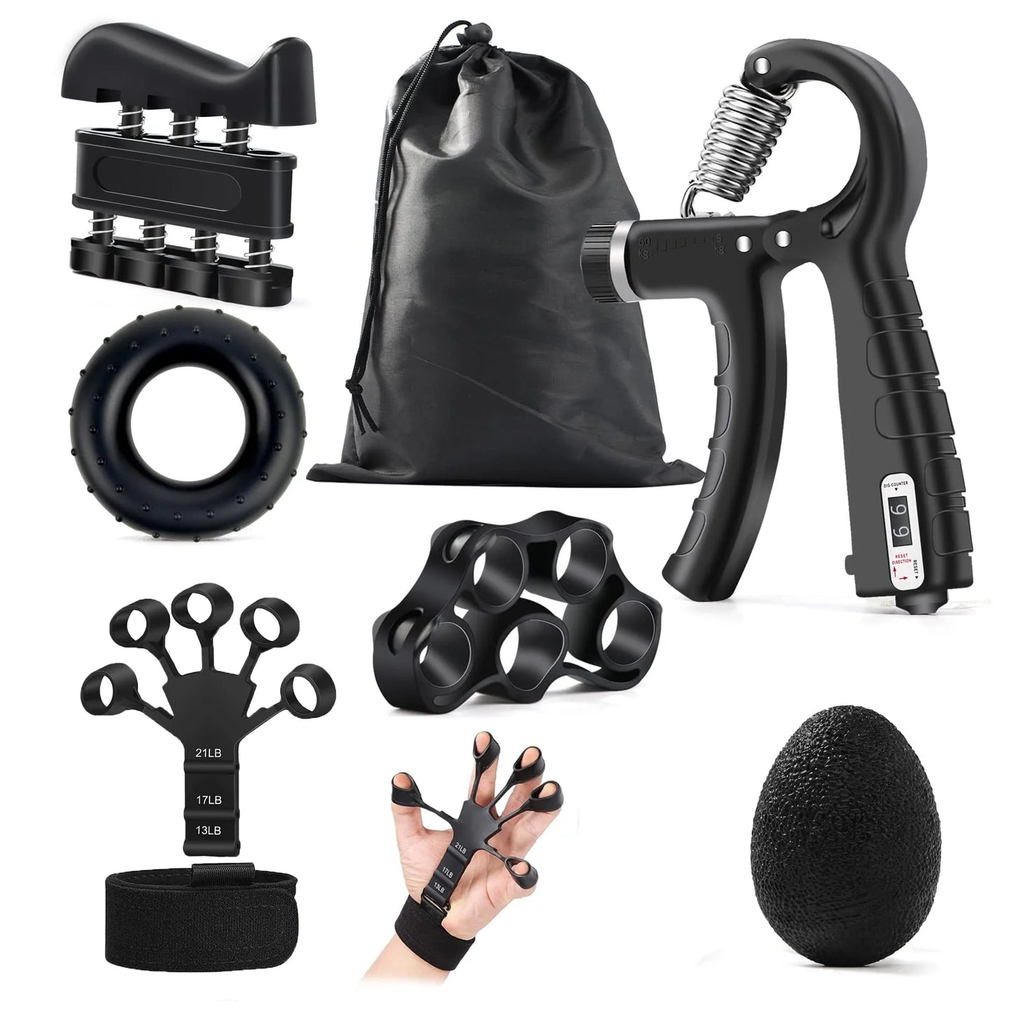 Kit de entrenamiento de fuerza de agarre fortalecedor de agarre de mano para desarrollo muscular y recuperación de lesiones