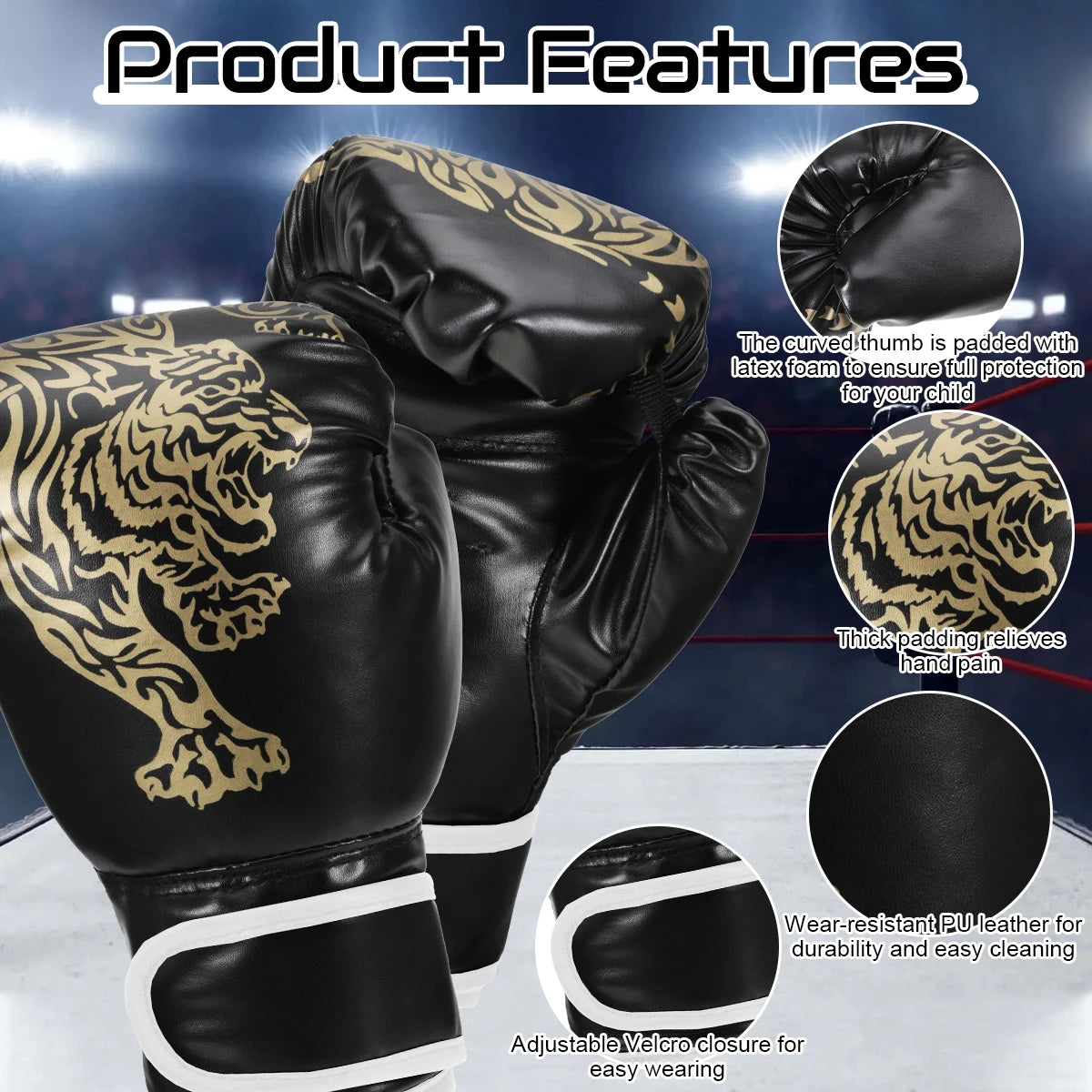 Guantes de boxeo para adultos, transpirables, de piel sintética, ideales para entrenamiento de boxeo y kickboxing