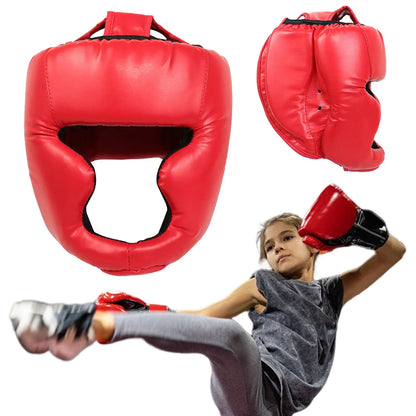 Guantes de boxeo de seguridad para adultos y niños, casco, protectores de cabeza