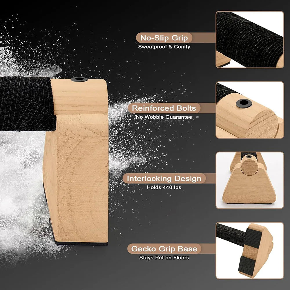 1 par de barras de flexiones de madera para entrenamiento en casa, barras paralelas